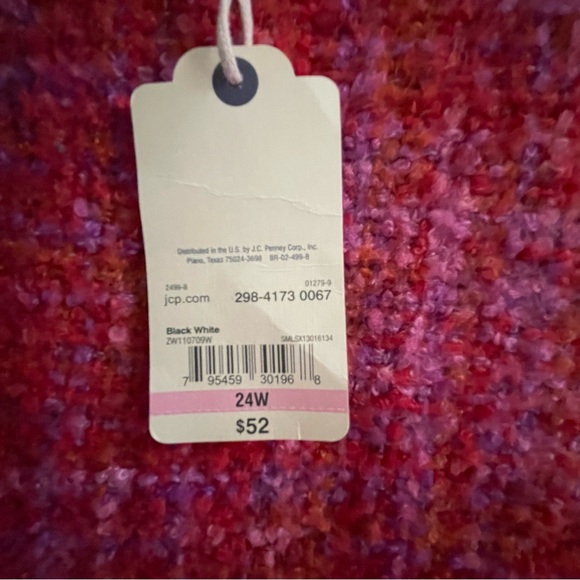 Swim Suit Top Size 24 St. John Bay NWT Ruffles Adjustable Straps Bra Black/White - Picture 5 of 11